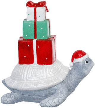 Thumbnail 3: Magical Season 19x18 LED Christmas Santa Turtle & Gifts Home Accent 