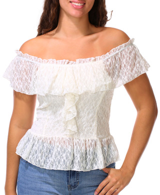 Thumbnail 1: Saints & Hearts Juniors Short Sleeve Ruffle Lace Top 