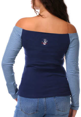 Thumbnail 3: Mudd Juniors Off-the-Shoulder Long Sleeve Bling Graphic Tee 
