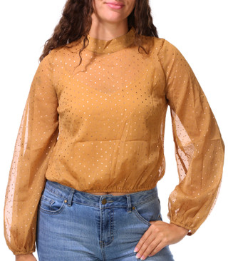Thumbnail 1: BY TOGETHER Juniors Long Sleeve Tie Front V-Neck Blouse 