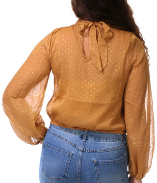 Thumbnail 2: BY TOGETHER Juniors Long Sleeve Tie Front V-Neck Blouse 