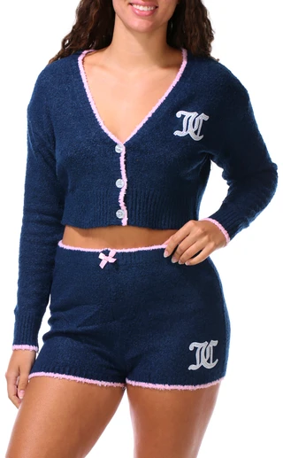 Thumbnail 1: Juicy Couture Juniors 2 Pc Cozy Cropped Cardigan & Short Set 