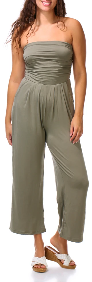 Thumbnail 1: Heart & Hips Juniors Sleeveless Tube Top Palazzo Jumpsuit w/ Pockets  