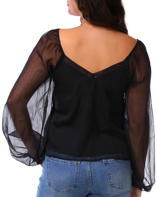 Thumbnail 2: BY TOGETHER Juniors Long Sleeve V-Neck Blouse 