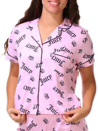 Thumbnail 4: Juicy Couture Juniors 2 Pc Logo Print Pajama Short Set 