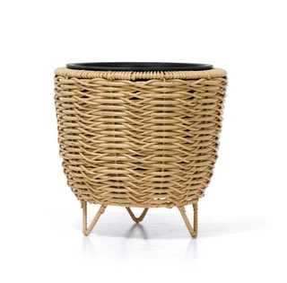 Thumbnail 1: Caribbean Joe Woven Wicker-Style Planter Basket w/ Raised Legs and Liner 