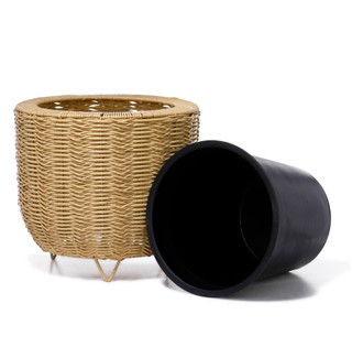Thumbnail 2: Caribbean Joe Woven Wicker-Style Planter Basket w/ Raised Legs and Liner 