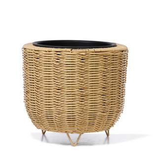 Thumbnail 1: Caribbean Joe Woven Wicker-Style Planter Basket w/ Raised Legs and Liner 