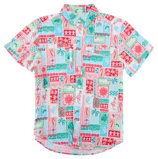 Thumbnail 1: REEL LEGENDS Men's Tropical Christmas Print Button Down Top 