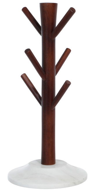 Thumbnail 1: Global Connection 13 in Wood Mug Tree Accent w/ Marble Base 