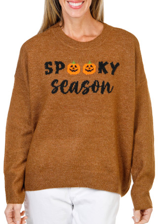 Thumbnail 1: Cece Women's Spooky Season Crew Neck Knit Sweater 