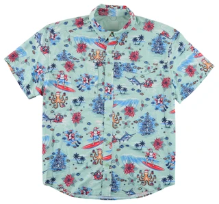 Thumbnail 1: REEL LEGENDS Men's Tropical Christmas Print Button Down Shirt 