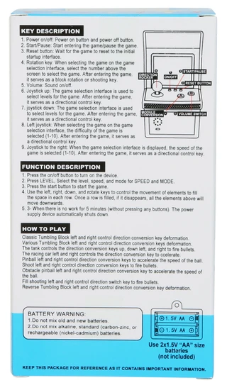 Thumbnail 2: Hunson 6.5 in Tumbling Block Mini Arcade Game Console 