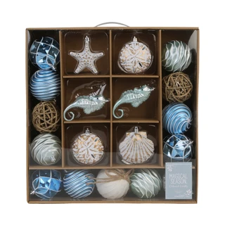 Thumbnail 1: Magical Season 19 Ct Coastal Christmas Ornaments 