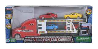 Thumbnail 1: Brooklyn Lollipop Mega Friction Car Carrier with 4 Cars 