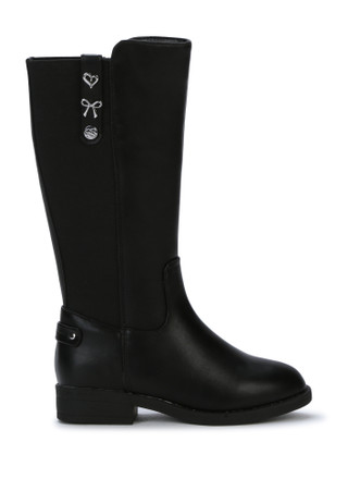 Thumbnail 2: Jessica Simpson Girls Evie Ash Tall Zippered Stretch Boot with Charms 