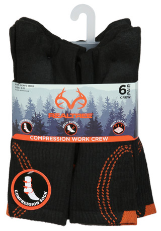 Thumbnail 1: Realtree Men's 6 Pk Compression Work Crew Socks 
