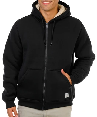 Thumbnail 1: Bass Creek Men's Sherpa Fleece 2 Pocket Zippered Hoodie 