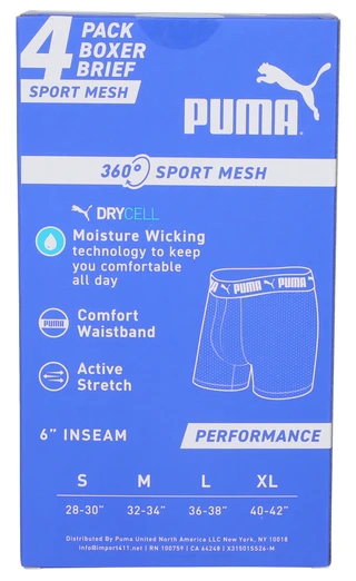 Thumbnail 2: Puma Men's 4 Pk Sport Mesh Boxer Briefs 