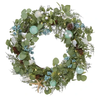 Thumbnail 1: Magical Season 26 in LED Coastal Christmas Wreath w/ Starfish Decor 