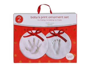 Thumbnail 1: Pearhead 2 Pk Baby's Print Christmas Ornament Set 