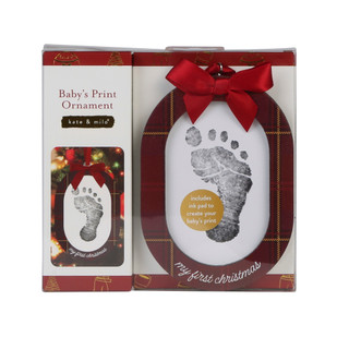 Thumbnail 1: KATE & MILO My First Christmas Baby Footprint Ornament with Ink Pad 