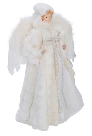 Thumbnail 1: Magical Season 17 in White Fur Christmas Angel Figurine 
