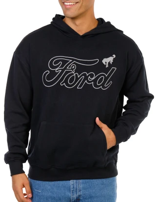 Thumbnail 1: Ford Men's Long Sleeve Kangaroo Pocket Logo Hoodie 