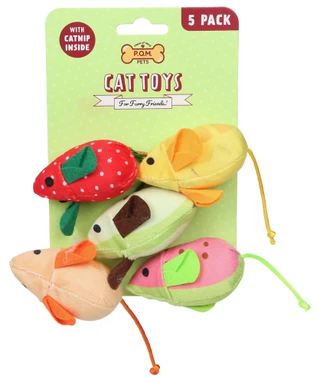 Thumbnail 1: POM 5 Pk Plush Mouse Toys with Catnip 