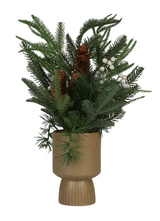 Thumbnail 2: Magical Season 20 in Christmas Fir with Pinecones & Berries in Ceramic Pot 