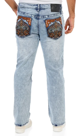 Thumbnail 1: F & R Denim  Men's Acid Wash Skinny Jeans  