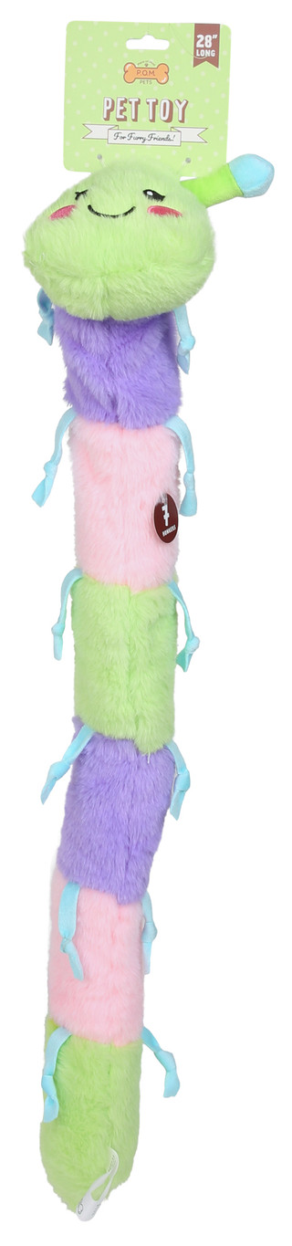 Thumbnail 1: POM 28 in Long Caterpillar Pet Toy with 7 Honkers 