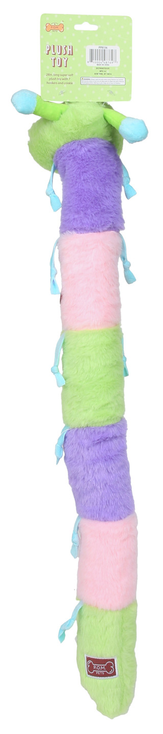 Thumbnail 2: POM 28 in Long Caterpillar Pet Toy with 7 Honkers 