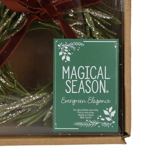 Thumbnail 2: Magical Season 4 Pk Mini Glitter Christmas Wreaths w/ Bows 