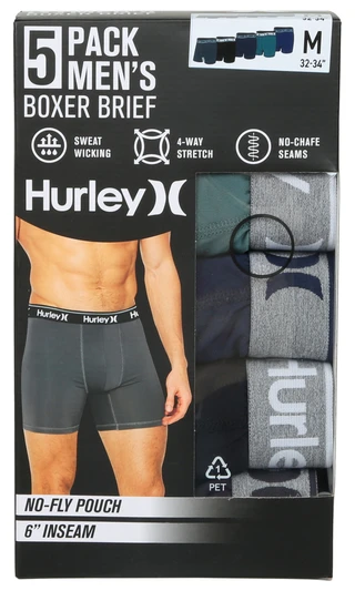Thumbnail 1: Hurley Men's 5 Pk Boxer Briefs 