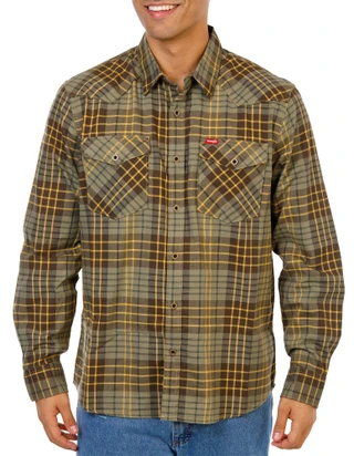 Thumbnail 1: Wrangler Big Men's 2 Pocket Long Sleeve Button Up Shirt 