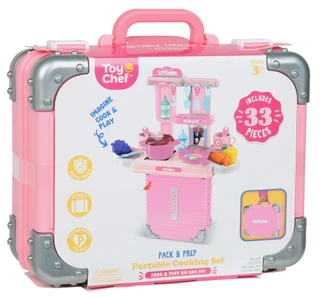 Thumbnail 1: Toy Chef 33 Pc Pack & Prep Portable Cooking Play Set w/ Carry Case 