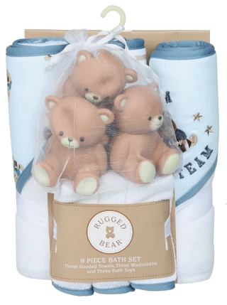 Thumbnail 1: Rugged Bear Baby Boys 9 Piece Football Teddy Bear Bath Set 