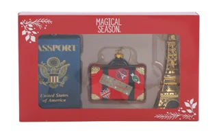 Thumbnail 1: Magical Season 3 Pk Travel Theme Christmas Ornaments  