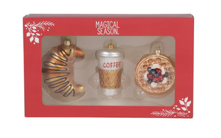 Thumbnail 1: Magical Season 3 Pc Christmas Breakfast Ornaments Set in Gift Box 