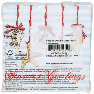 Thumbnail 2: Boston International 40 Ct Seasons Greetings Shell Napkins  