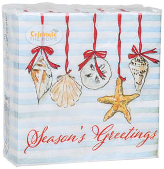 Thumbnail 1: Boston International 40 Ct Seasons Greetings Shell Napkins  
