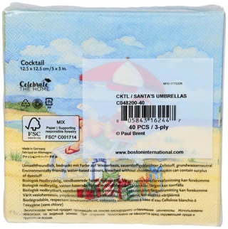 Thumbnail 2: Boston International 40 Ct Beach Santa Napkins  