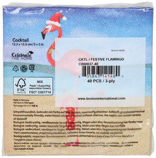 Thumbnail 2: Boston International 40 Ct Festive Flamingo Napkins  