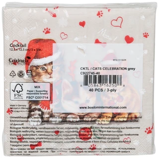 Thumbnail 2: Boston International 40 Ct Christmas Kittens Napkins  