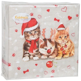 Thumbnail 1: Boston International 40 Ct Christmas Kittens Napkins  