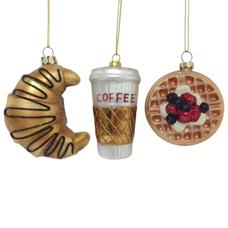 Thumbnail 2: Magical Season Coffee & Pastry Glass Ornament Set - 3 Piece 
