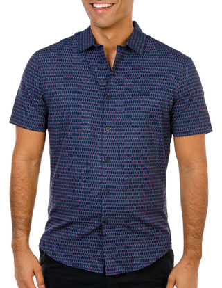 Thumbnail 1: Perry Ellis Men's Short Sleeve Slim Fit Print Button Down Shirt  