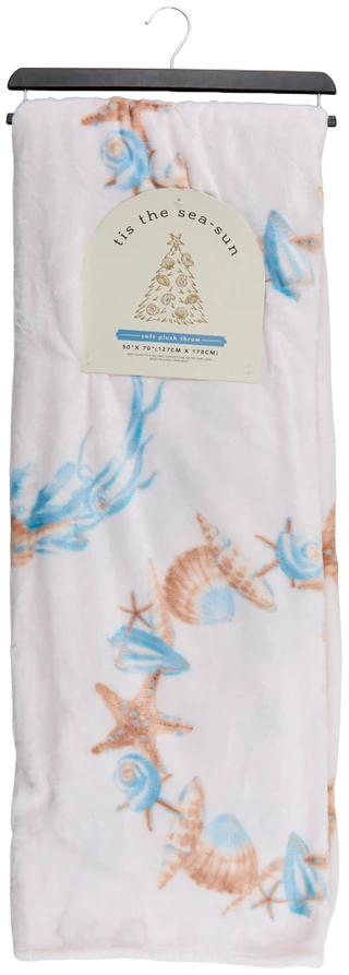 Thumbnail 1: Dream Home 50x70 Shell Wreath Soft Plush Throw Blanket 