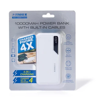 Thumbnail 1: Fisher 10K MAH 4-in-1 Power Bank with Built in Cables 